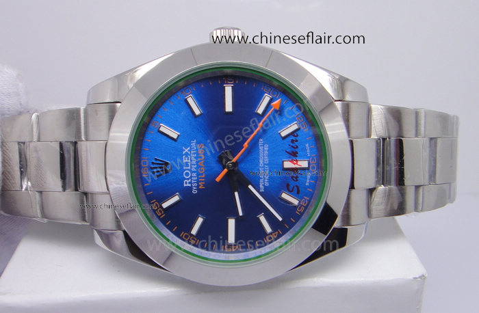 New Rolex Milgauss Stainless Steel Strap Blue Face Watch